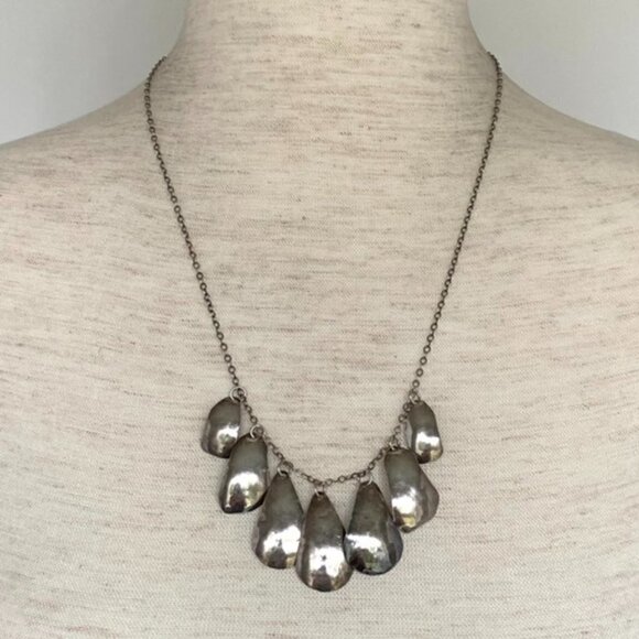 Sterling Silver 925 Graduated Droplet Charm Pendant Necklace 20.5" Cable Chain - Picture 1 of 16